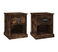 vidaXL Mesita Noche 2 uds Madera contrachapada Roble Humo 39x39x47,5cm