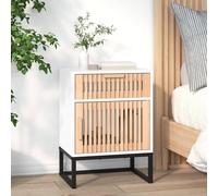 vidaXL Mesita noche madera y hierro contrachapada blanco 40x30x55,5 cm