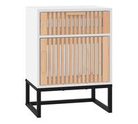 vidaXL Mesita de noche de madera contrachapada y hierro blanco 40x30x55,5 cm