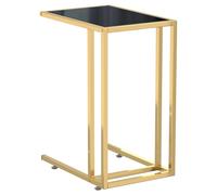 Vidaxl Mesita Ordenador Vidrio 50x35x65cm Dorado y Transparente Gold and black