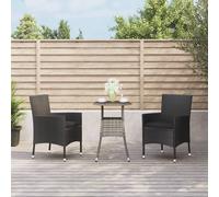 vidaXL Juego de mesa y sillas de jardín tipo bistro, de 3 piezas, con cojines, color , fabricado en ratán sintético