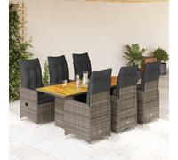 vidaXL Juego de mesa y sillas de jardín tipo bistro, 7 piezas, con cojines, color gris, tejido tipo ratán