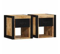 vidaXL Mesitas de noche 2 uds 40x35x40 cm madera maciza rugosa mango
