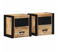 vidaXL Mesitas de noche 2 uds 40x35x40 cm madera maciza rugosa mango