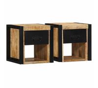 vidaXL Mesitas de Noche 2 uds 40x35x40 cm Madera Maciza Rugosa Mango, mesilla de Noche, mesita Auxiliar, Muebles de Dormitorio