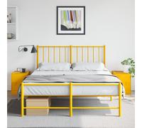 vidaXL Mesitas de noche 2 uds acero amarillo mostaza 34,5x39x44 cm