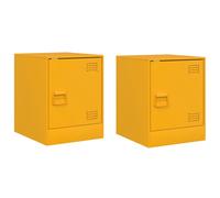 vidaXL Mesitas de noche 2 uds acero amarillo mostaza 34,5x39x44 cm