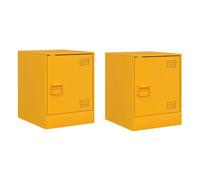 vidaXL Mesitas de noche 2 uds Acero Amarillo mostaza 34,5x39x44 cm