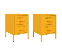 vidaXL Mesitas de noche 2 unidades acero 36x39x50,5 cm amarillo mostaza