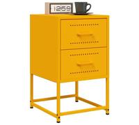 vidaXL Mesitas de Noche 2 uds Acero Amarillo Mostaza 36x39x60,5 cm, Mesa Auxiliar, Armario Auxiliar, Soporte para teléfono, mesilla de Noche