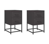 vidaXL Mesitas de noche 2 unidades acero 36x39x60,5 cm negro
