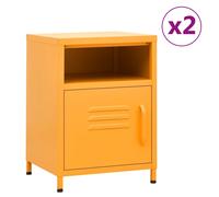vidaXL Mesitas de noche 2 uds amarillo mostaza acero 35x35x51 cm