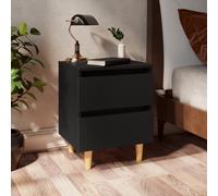 vidaXL Mesitas de noche 2 uds con patas madera pino negro 40x35x50 cm
