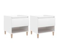 vidaXL Mesitas de noche 2 uds contrachapada blanco brillo 50x46x50 cm