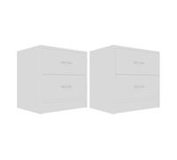 vidaXL Mesitas de noche rústicas con 2 cajones blanco 40x30x40 cm (2x) madera contrachapada