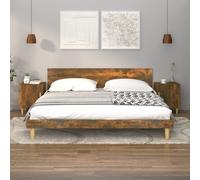 vidaXL Mesitas de noche 2 uds madera contrachapada color roble ahumado