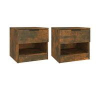 Vidaxl mesitas de noche 2 uds madera contrachapada color roble ahumado