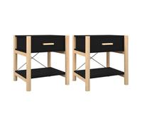 Vidaxl mesitas de noche 2 uds madera contrachapada negro 42x38x45 cm
