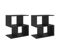 vidaXL Mesitas de noche Aparador auxiliar Madera contrachapada Negro 50x30x51,5 cm 2 uds