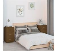 vidaXL Mesitas de noche 2 uds madera de pino marrón miel 40x40x75 cm