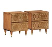 Vidaxl Mesitas de Noche 2 Unidades Madera Maciza Mango 40x33x46 Cm Honey brown