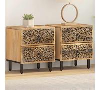 vidaXL Mesitas de noche 2 uds madera maciza de mango 40x33x46 cm