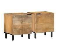 vidaXL Mesitas de noche 2 uds madera maciza de mango marrón 40x33x46cm