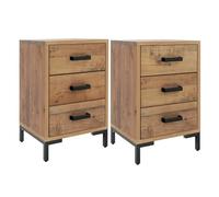 vidaXL Mesitas de noche de madera maciza de pino 40x30x55 cm marrón y negro