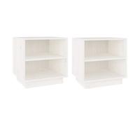 Vidaxl mesitas de noche 2 uds madera maciza de pino blanco 40x34x40 cm