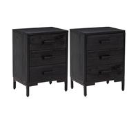 Vidaxl Mesitas de Noche de Madera Maciza de Pino 40x30x55 Cm Marrón y Negro Black