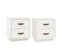 vidaXL Mesitas de noche 2 uds madera maciza pino blanco 40x34x45 cm