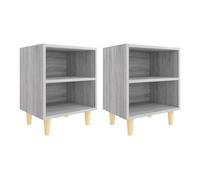Vidaxl mesitas de noche 2 uds patas de madera gris sonoma 40x30x50 cm