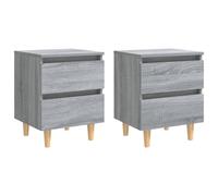 vidaXL Mesitas de noche 2 uds patas de madera gris Sonoma 40x35x50 cm
