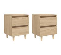 vidaXL Mesitas de noche 2 uds patas de madera roble Sonoma 40x35x50 cm