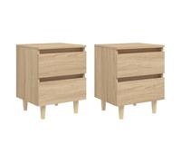 Vidaxl Mesitas de Noche con Patas de Madera Pino 40x35x50 Cm Blanco Sonoma oak