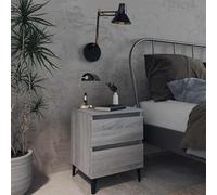vidaXL Mesitas de noche 2 uds patas de metal gris Sonoma 40x35x50 cm