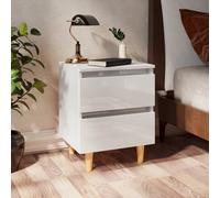 vidaXL Mesitas de noche 2 uds patas madera blanco brillo 40x35x50 cm