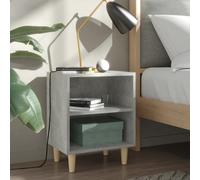 vidaXL Mesitas de noche 2 uds patas madera gris hormigón 40x30x50 cm