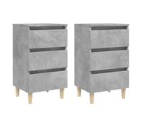 Vidaxl mesitas de noche 2 uds patas madera gris hormigón 40x35x69 cm
