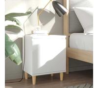 vidaXL Mesitas de noche 2 uds patas madera maciza blanca 40x30x50 cm
