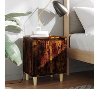 vidaXL Mesitas de noche 2 uds patas madera roble ahumado 40x30x50 cm