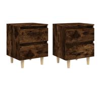 vidaXL Mesitas de noche 2 uds patas madera roble ahumado 40x35x50 cm