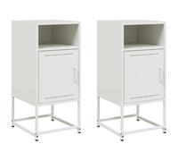 vidaXL Mesitas de Noche 2 Unidades Acero Blanco 36x39x78 cm, Mesa Auxiliar, Armario Auxiliar, Muebles de Dormitorio, mesilla de Noche