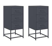vidaXL Mesitas de Noche 2 Unidades Acero Gris Antracita 36x39x78 cm, Mesa Auxiliar, Armario Auxiliar, Muebles de Dormitorio, mesilla de Noche