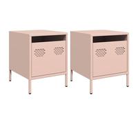 vidaXL Mesitas de Noche 2 Unidades Acero Rosa 35x39x43,5 cm, Armario, mesita Auxiliar, Mesa Auxiliar, mesilla de Noche, Muebles de Dormitorio