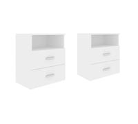 vidaXL Mesitas de noche Aparador auxiliar Madera contrachapada Blanco 50x32x60 cm 2 unidades