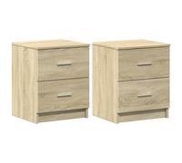 vidaXL Mesitas de noche (2 unidades) con 2 cajones 40x36x50 cm Multicolor Roble Sonoma