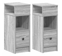 vidaXL Mesitas de Noche (2 Unidades) con cajón, Color Gris, Modelo Sonoma, 25x31x66 cm