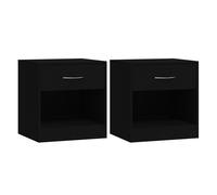 Vidaxl mesitas de noche 2 unidades con cajón negro
