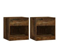 vidaXL 2X Mesitas de Noche con Cajón Mesilla Mueble Auxiliar Armario Almacenamiento Estante Cómoda Dormitorio Salón Sala de Estar Color Roble Ahumado